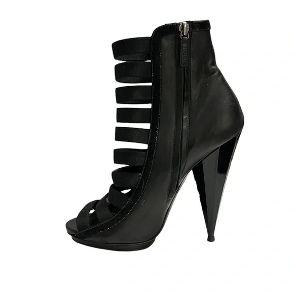 Gucci Black Elastic And Leather Isadora Gladiator Booties Size 39 - Picture 3 of 15